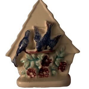 Blue and Cream Ceramic Shawnee House with Birds